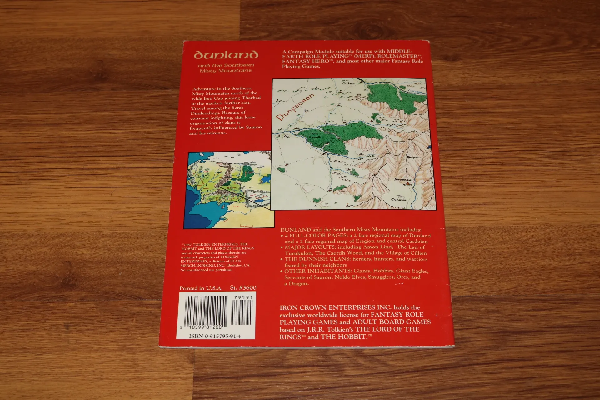 EN ICE MERP Dunland Misty Mountains 1987 Middle-Earth rpg supplement book libro módulo juego rol #3600 - Imagen 2