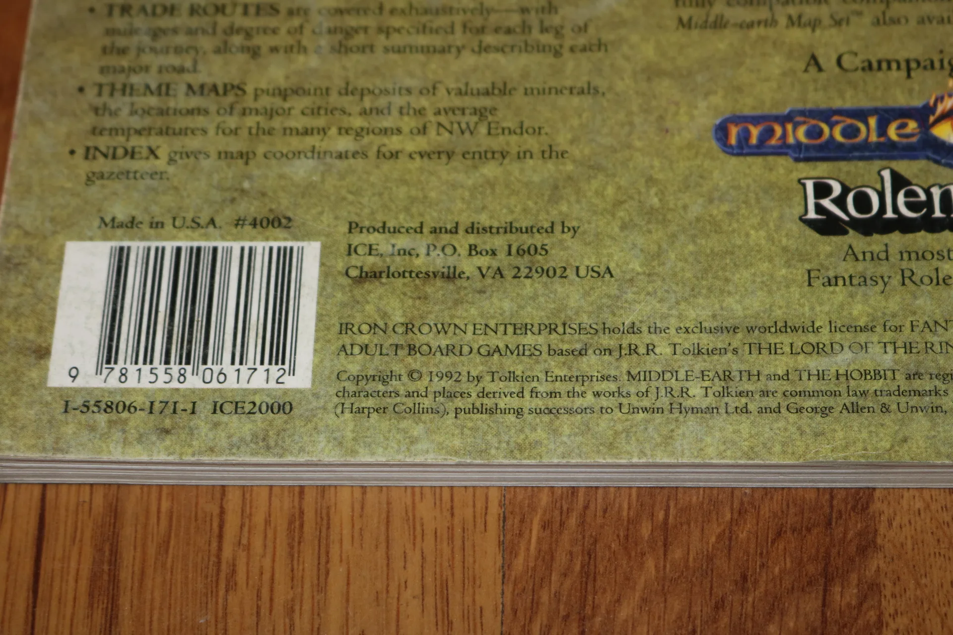 EN ICE MERP Northwestern Gazetteer Campaign Atlas 1992 Middle-Earth rpg supplement book libro módulo juego rol #4002 - Imagen 3